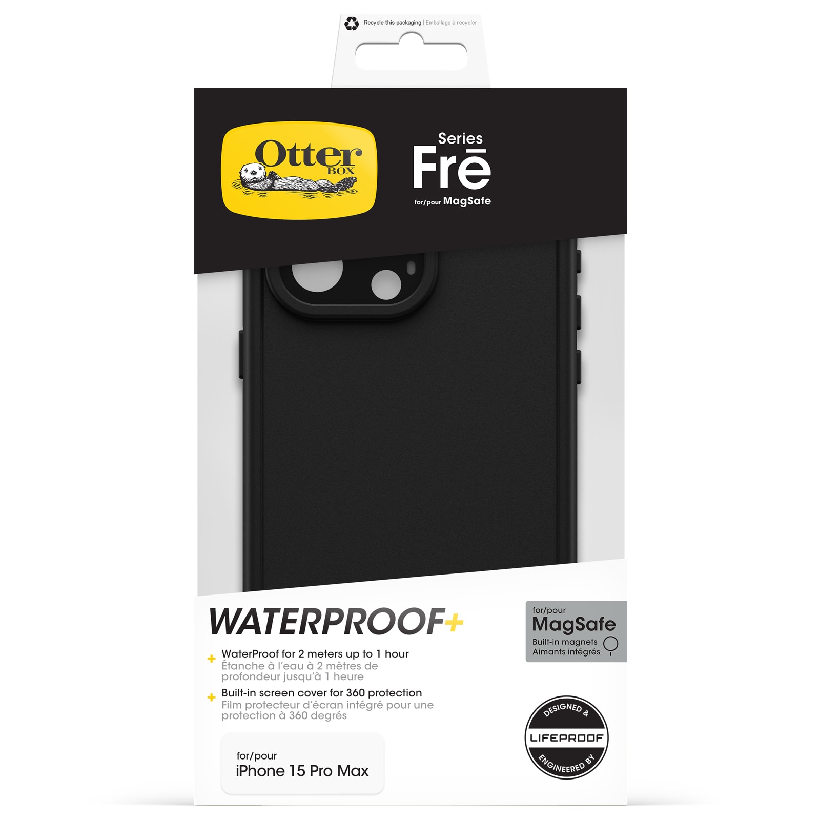 iPhone 15 Pro Max FRE mobilcover med MagSafe og maksimal beskyttelse, Sort