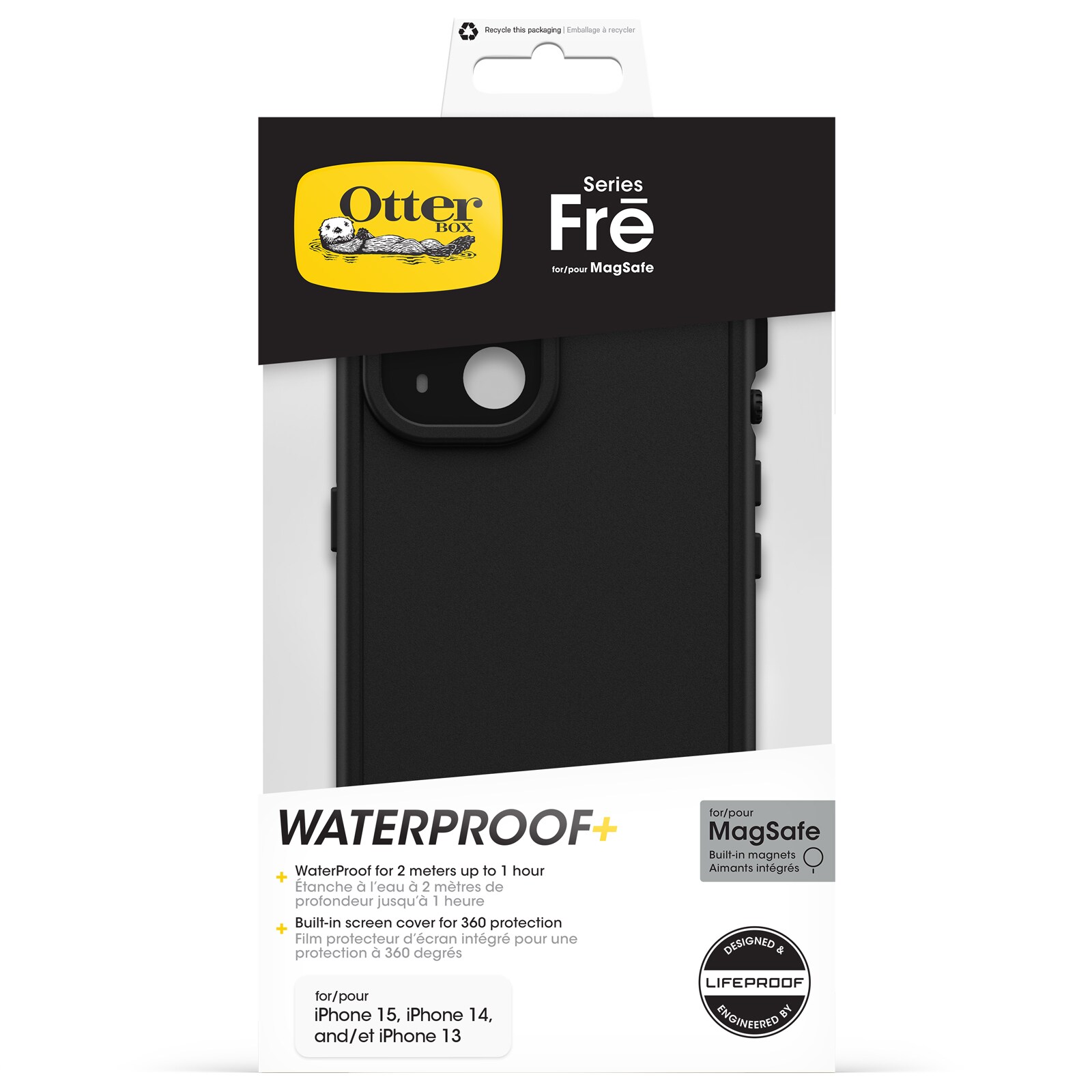 iPhone 15 FRE mobilcover med MagSafe og maksimal beskyttelse, Sort
