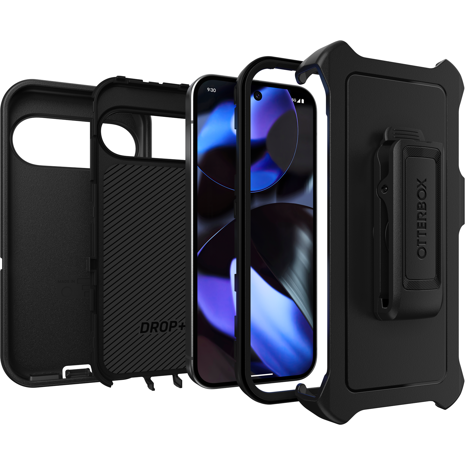 Google Pixel 9 Pro Defender - Robust mobilcover med høj beskyttelsesgrad, Sort