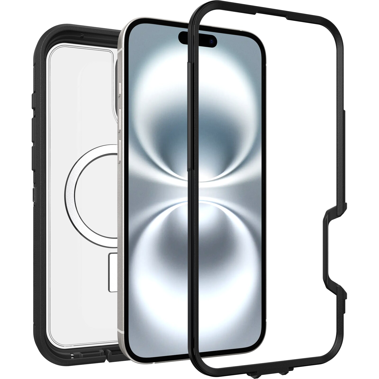 iPhone 16 Plus Defender XT Ekstremt stødafvisende MagSafe-cover, Sort/gennemsigtig