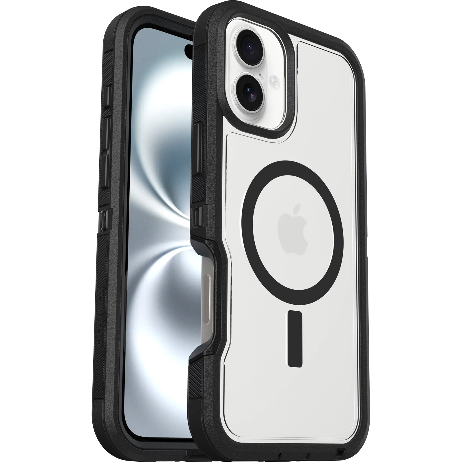 iPhone 16 Plus Defender XT Ekstremt stødafvisende MagSafe-cover, Sort/gennemsigtig