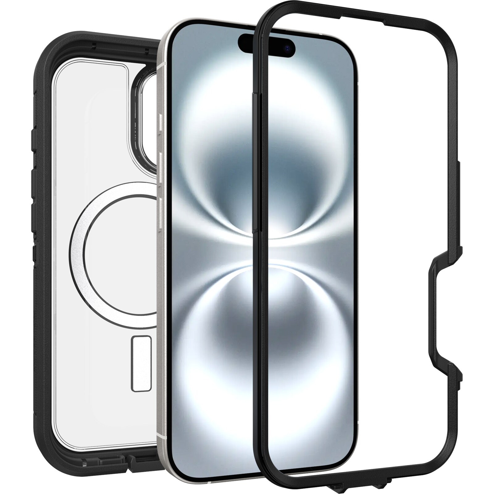 iPhone 16 Defender XT Ekstremt stødafvisende MagSafe-cover, Sort/gennemsigtig