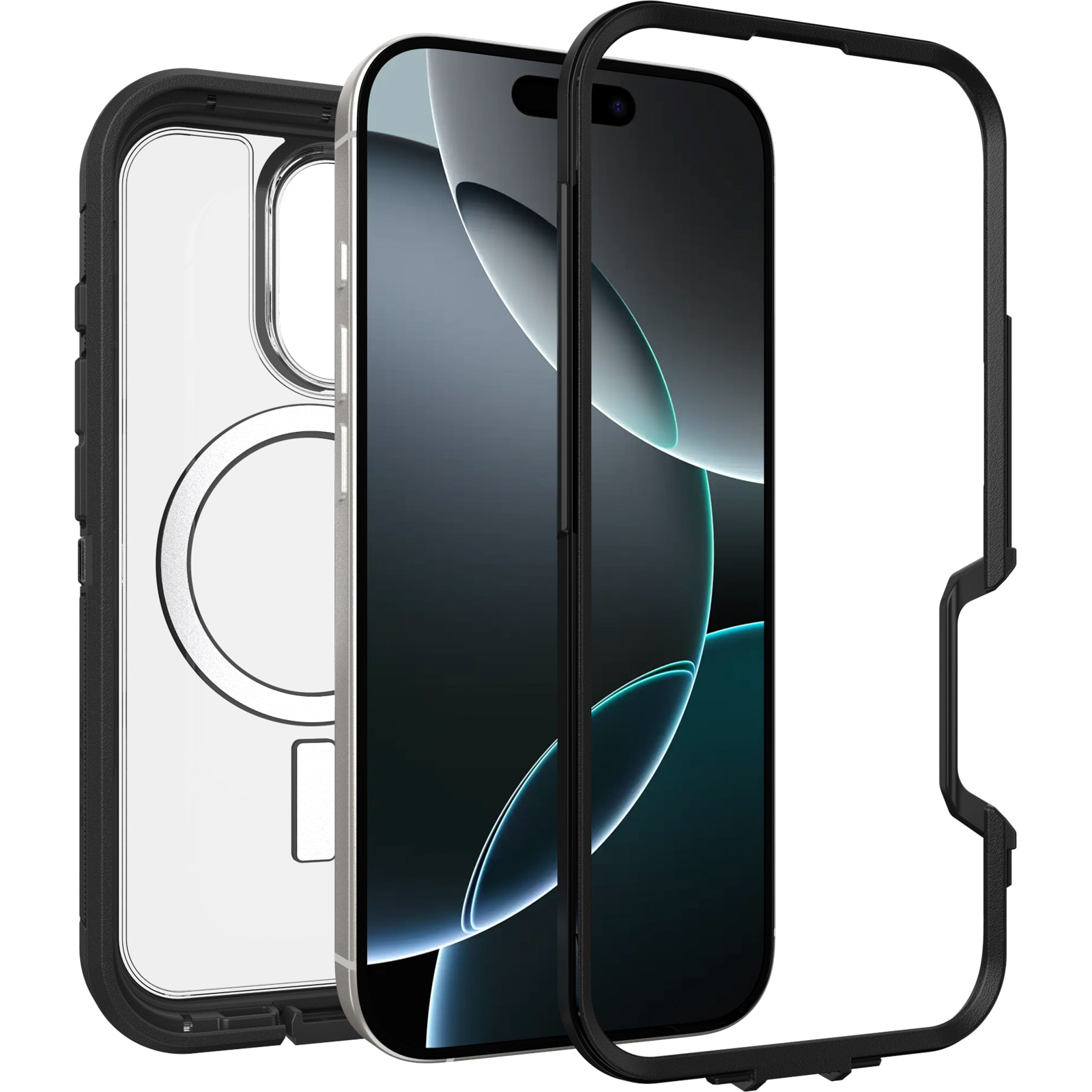 iPhone 16 Pro Defender XT Ekstremt stødafvisende MagSafe-cover, Sort/gennemsigtig
