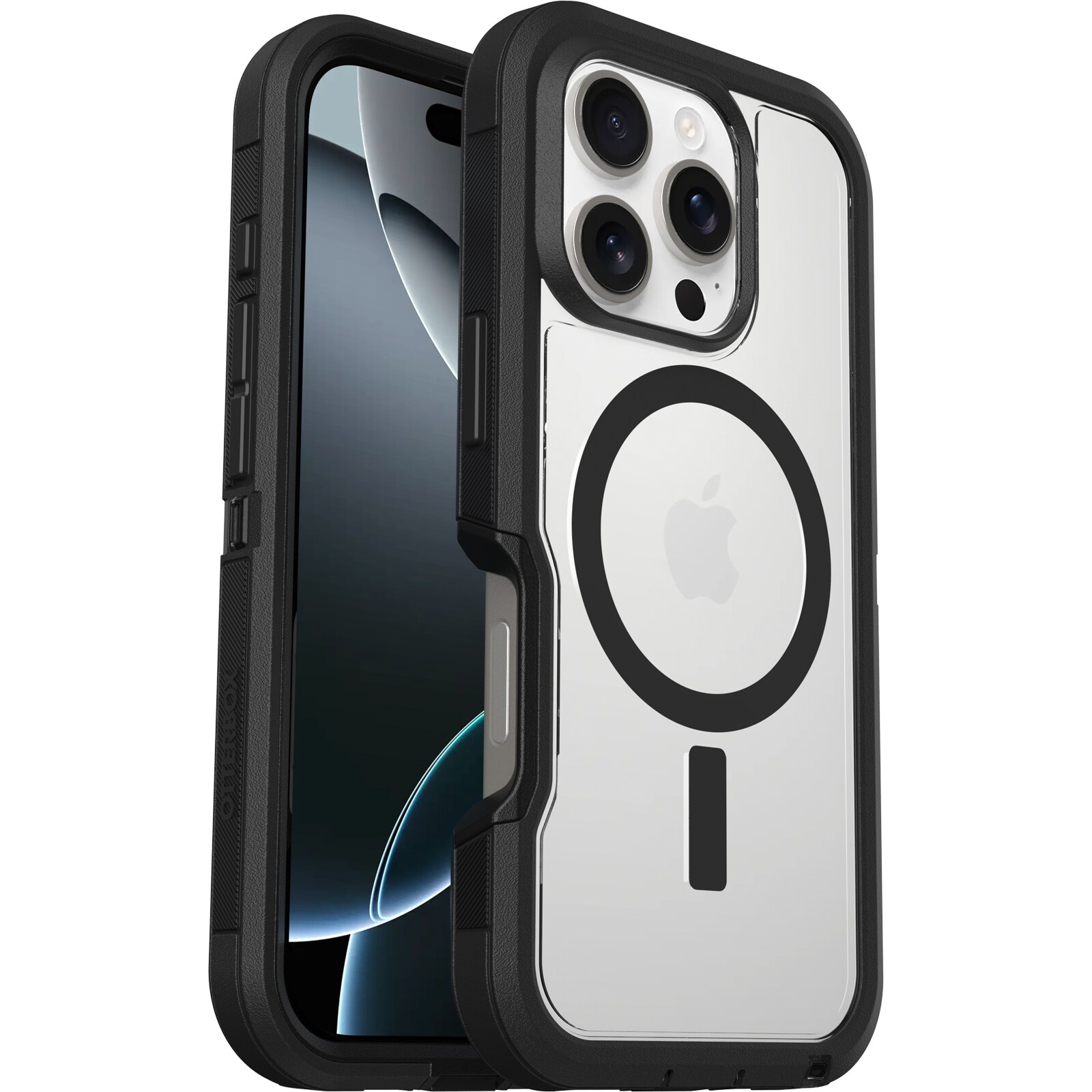 iPhone 16 Pro Defender XT Ekstremt stødafvisende MagSafe-cover, Sort/gennemsigtig