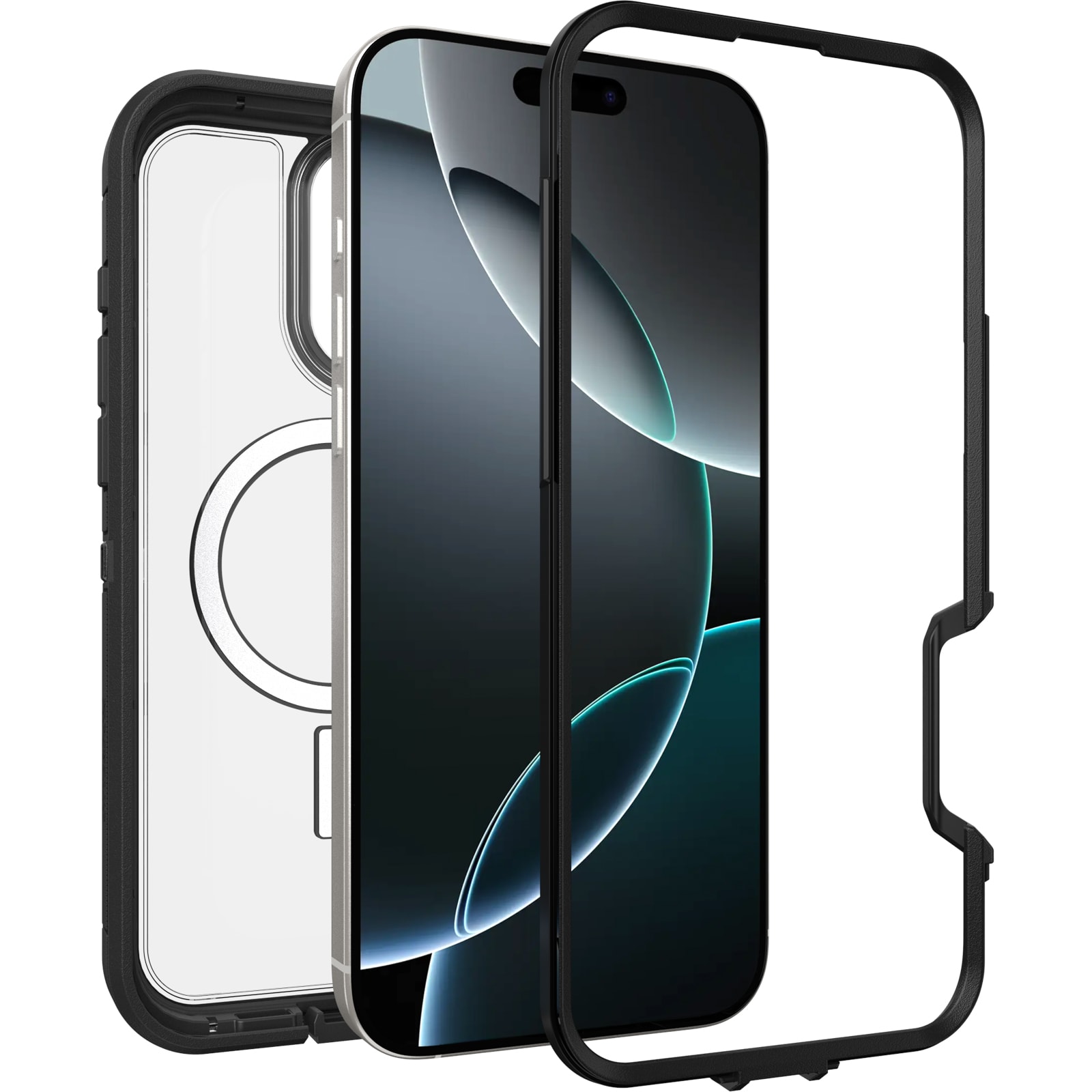 iPhone 16 Pro Max Defender XT Ekstremt stødafvisende MagSafe-cover, Sort/gennemsigtig