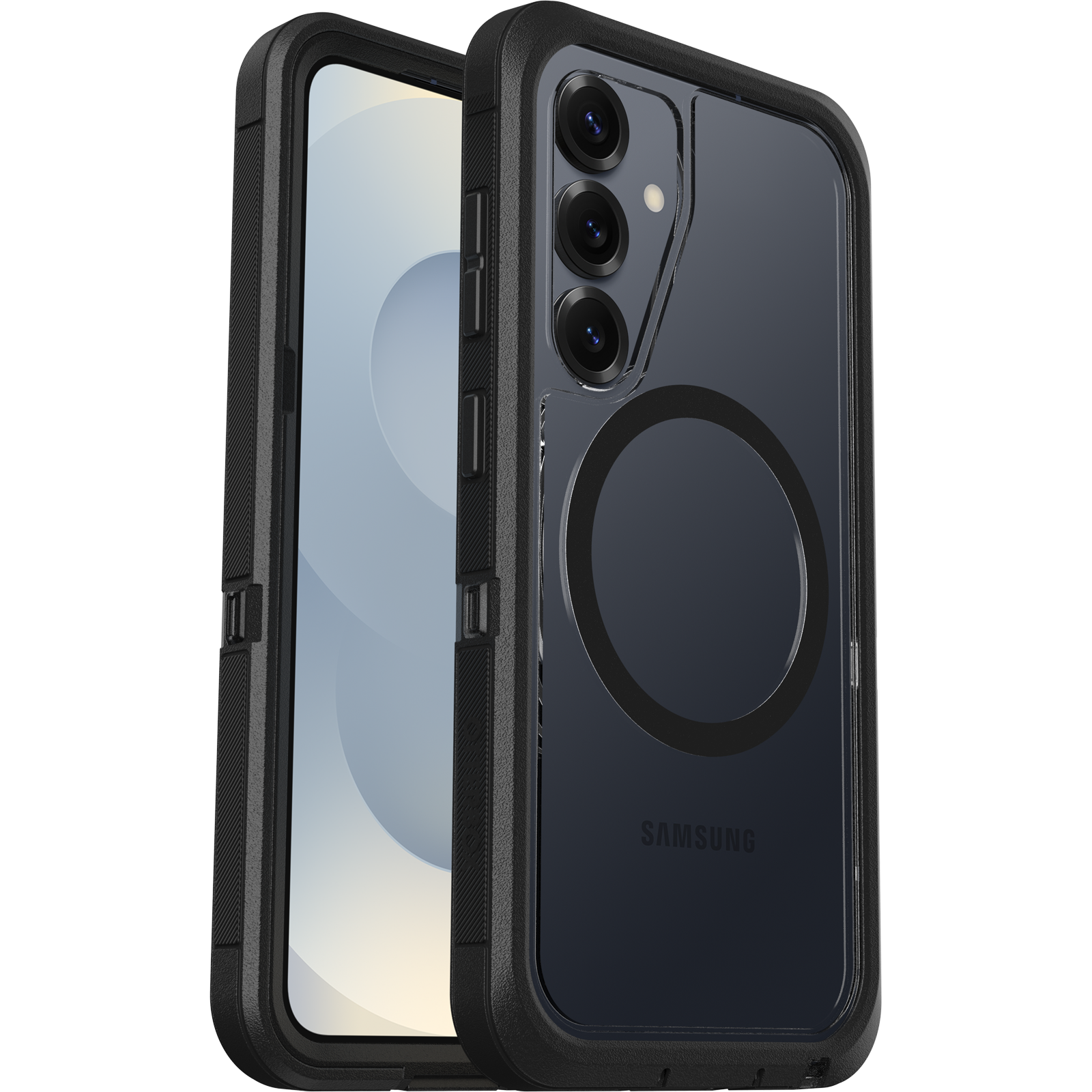 Samsung Galaxy S25 Defender XT Ekstremt stødafvisende MagSafe-cover, Sort/gennemsigtig