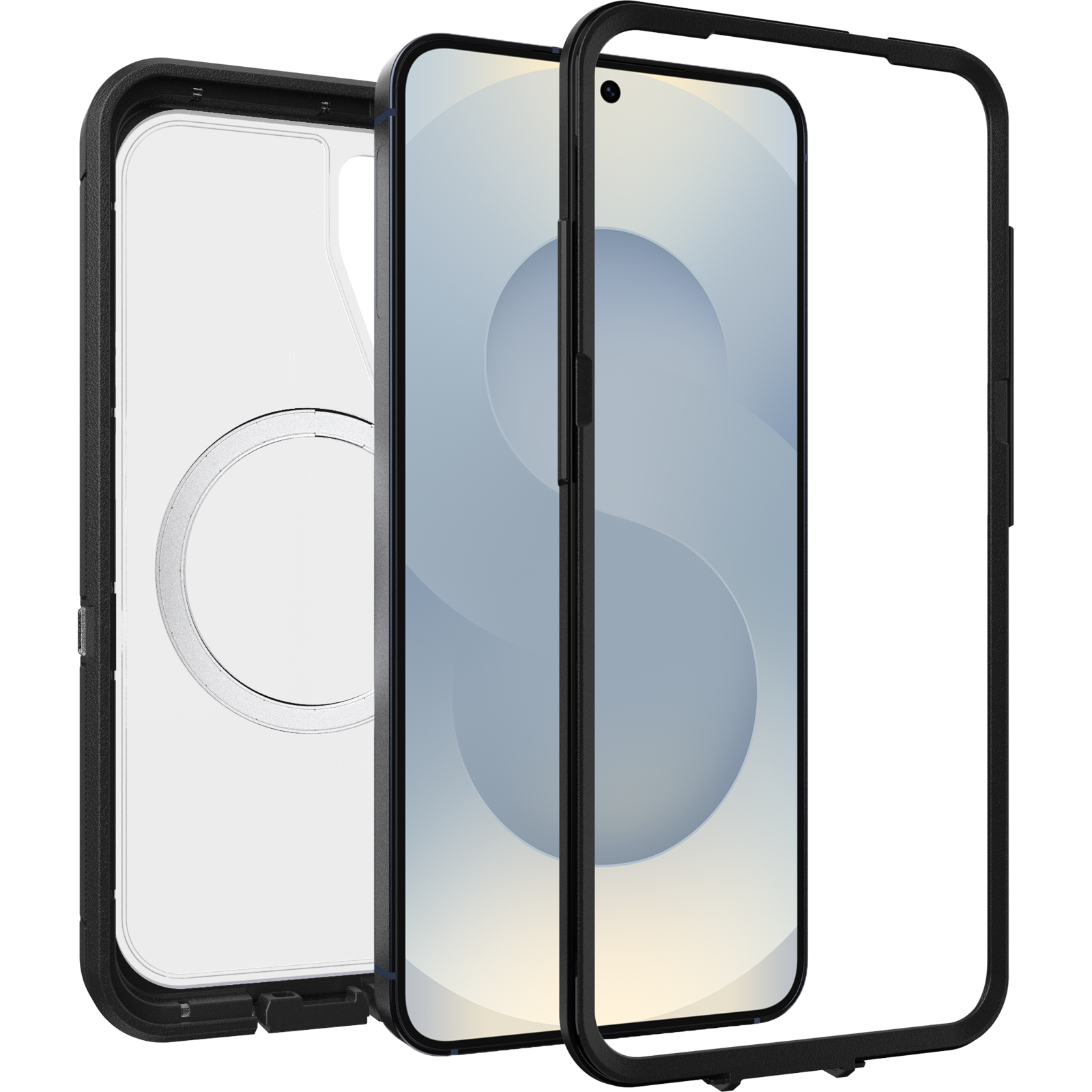 Samsung Galaxy S25 Defender XT Ekstremt stødafvisende MagSafe-cover, Sort/gennemsigtig