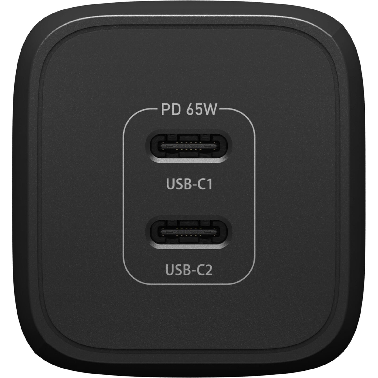 Vægoplader 2x USB-C GaN 65W, Black