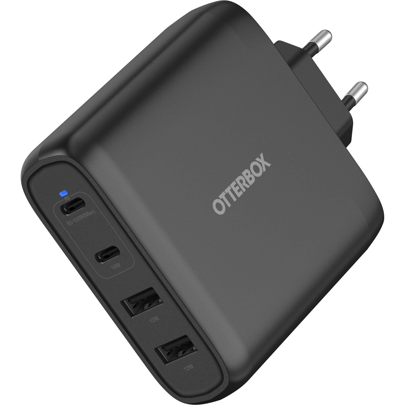 Vægoplader 2x USB-C + 2x USB-A GaN 100W, Black
