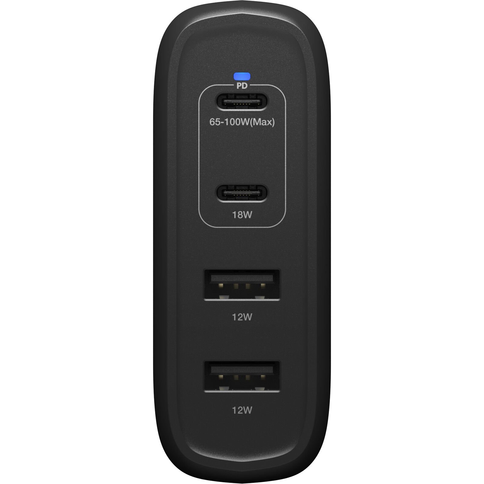 Vægoplader 2x USB-C + 2x USB-A GaN 100W, Black