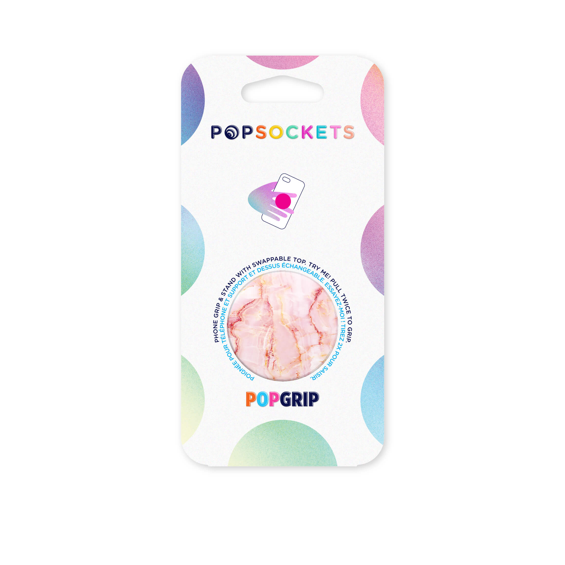 PopGrip mobilholder / stativ med aftagelig top, Rose Marble