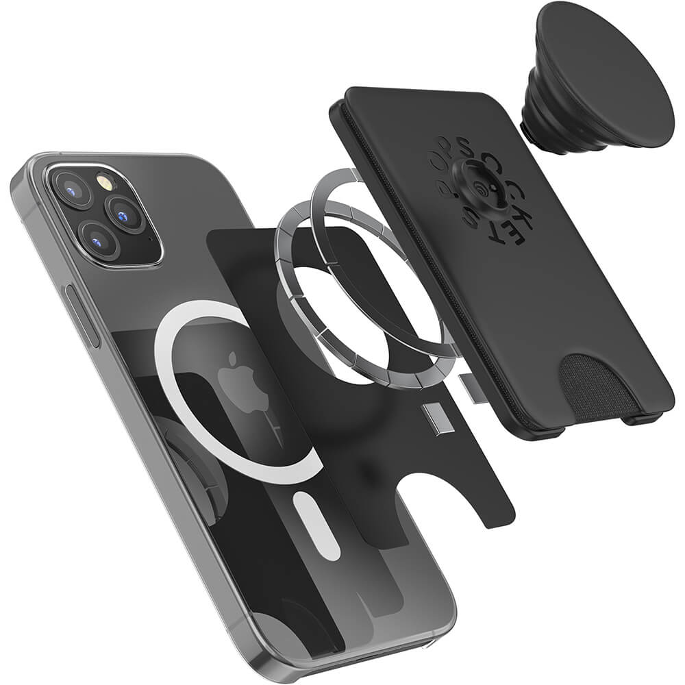 PopWallet+ MagSafe mobilpung med aftagelig top, Sort