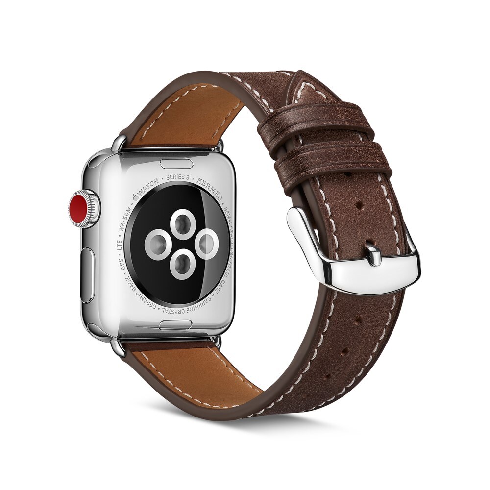 Apple Watch Series 8 45mm Armbånd i ægte læder, Brun