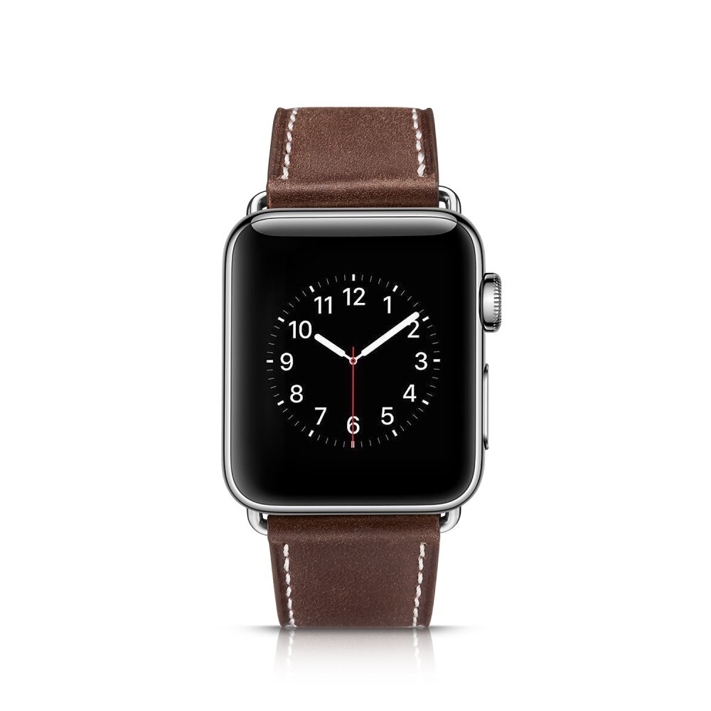 Apple Watch Series 8 45mm Armbånd i ægte læder, Brun