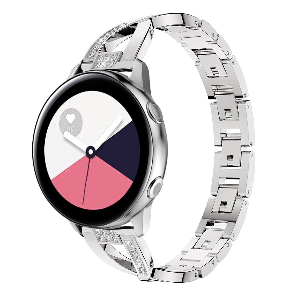 Samsung Galaxy Watch 5 40mm Smalt kædearmbånd med glitrende sten, Sølv