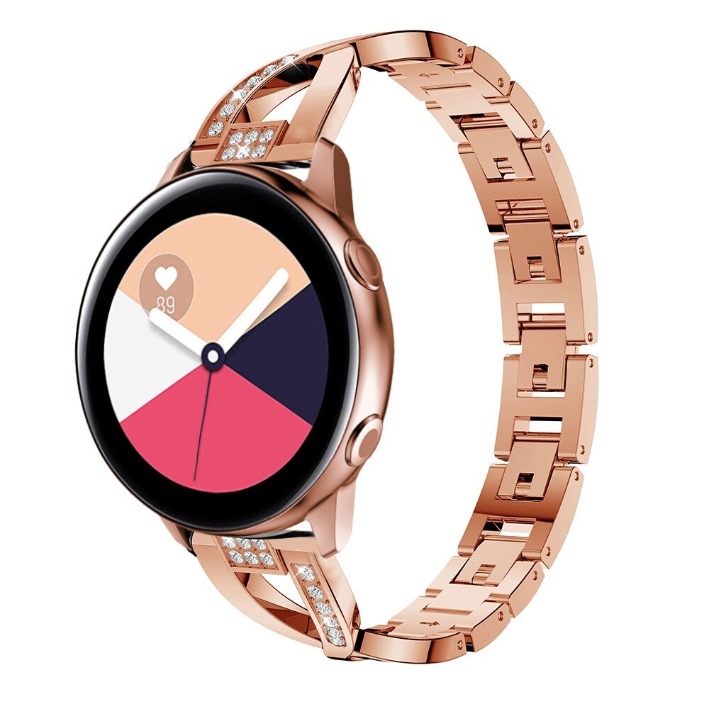 Samsung Galaxy Watch 5 Pro 45mm Smalt kædearmbånd med glitrende sten, Rose guld