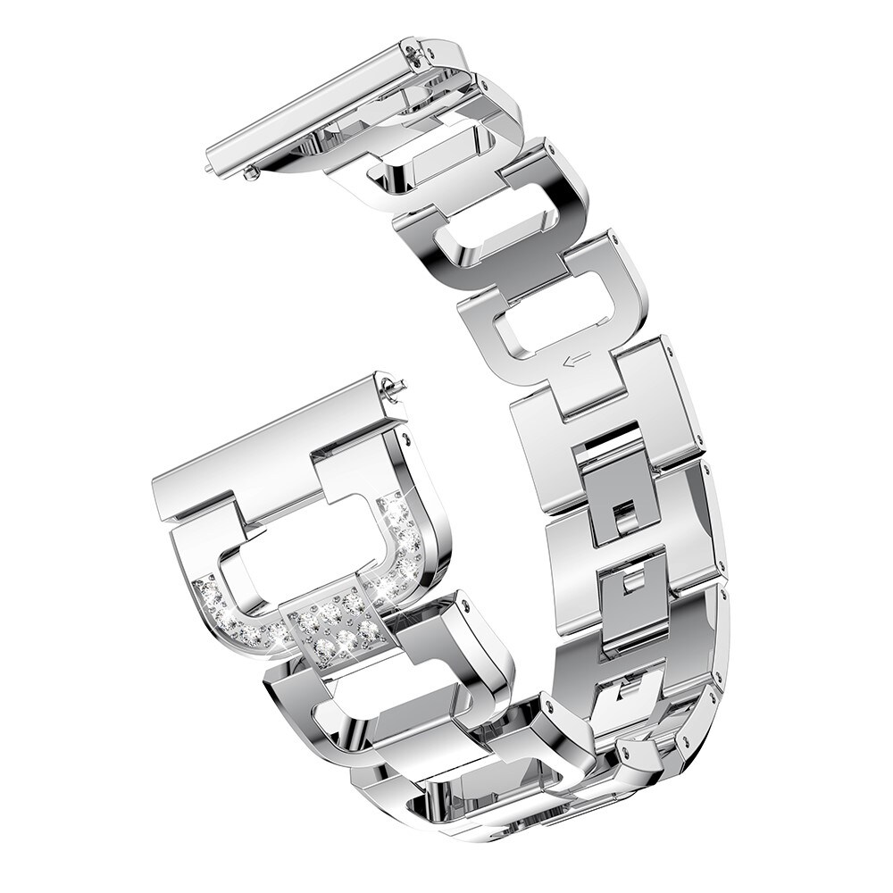 Samsung Galaxy Watch 8 44mm Luksuriøst armbånd med glitrende sten, Sølv