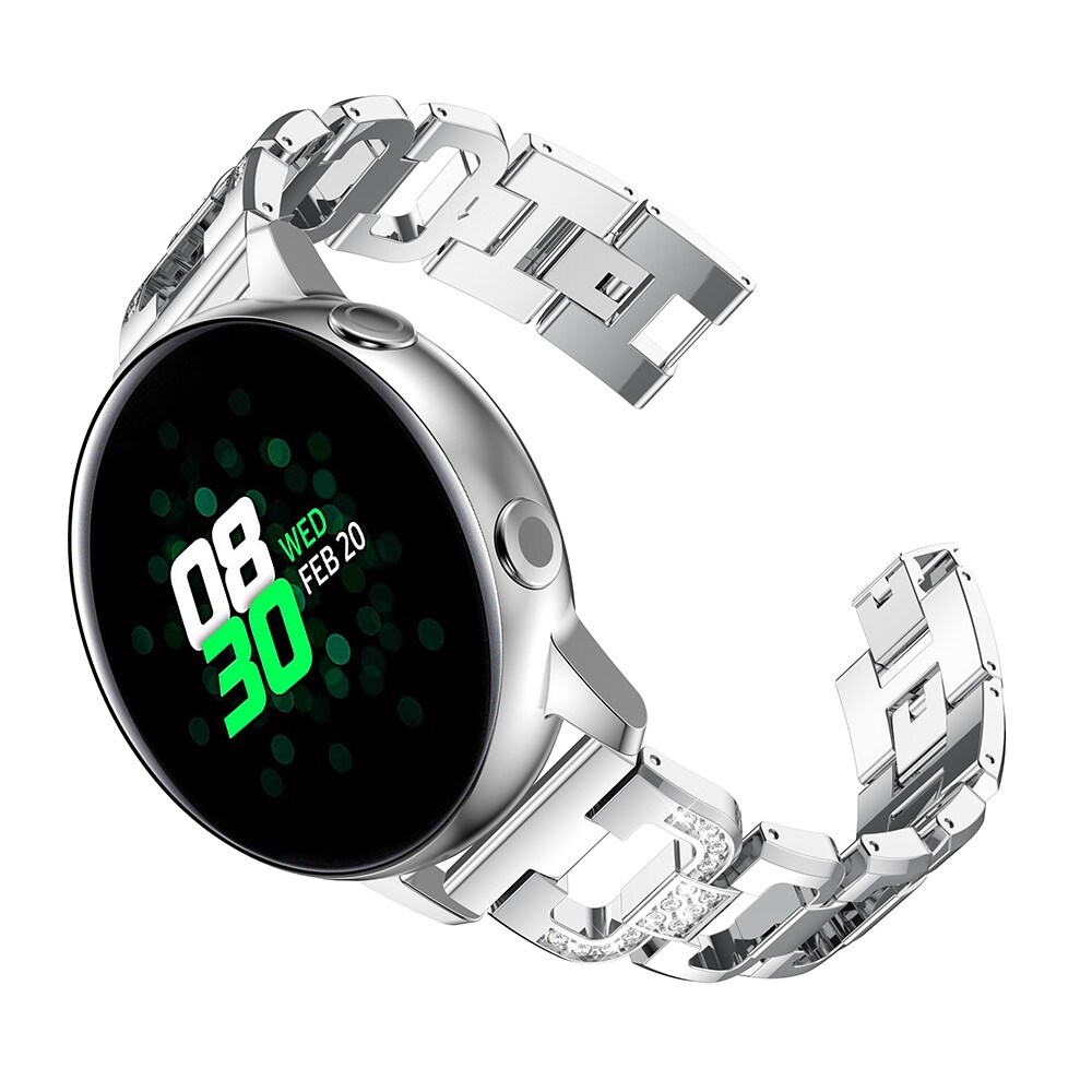 Samsung Galaxy Watch 5 44mm Luksuriøst armbånd med glitrende sten, Sølv