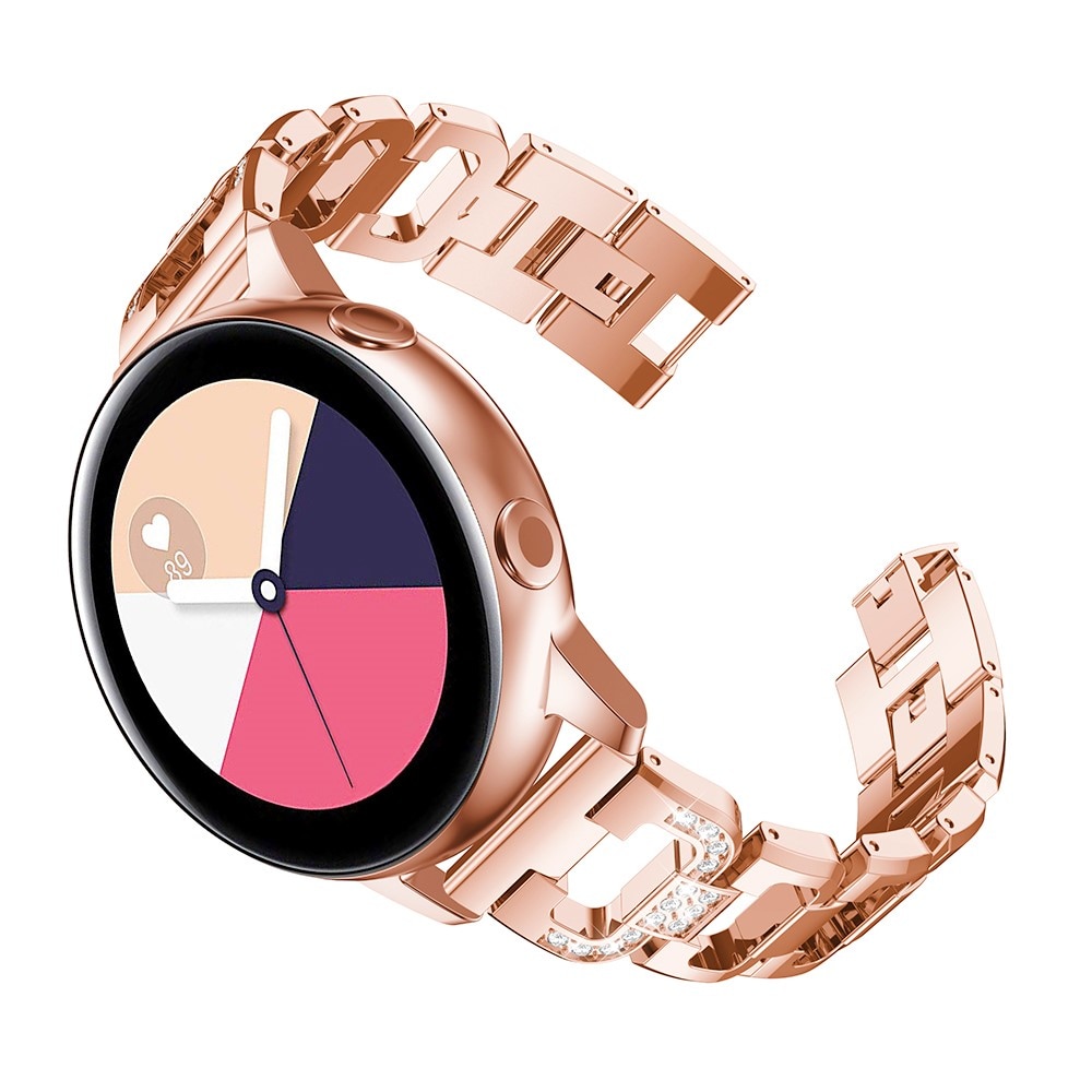 Samsung Galaxy Watch 5 44mm Luksuriøst armbånd med glitrende sten, Rose guld