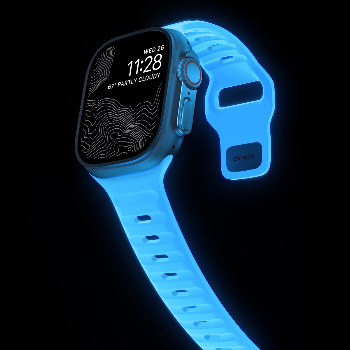 Apple Watch Series 8 45mm Armbånd - Sport Band Icy Blue Glow - Limited edition