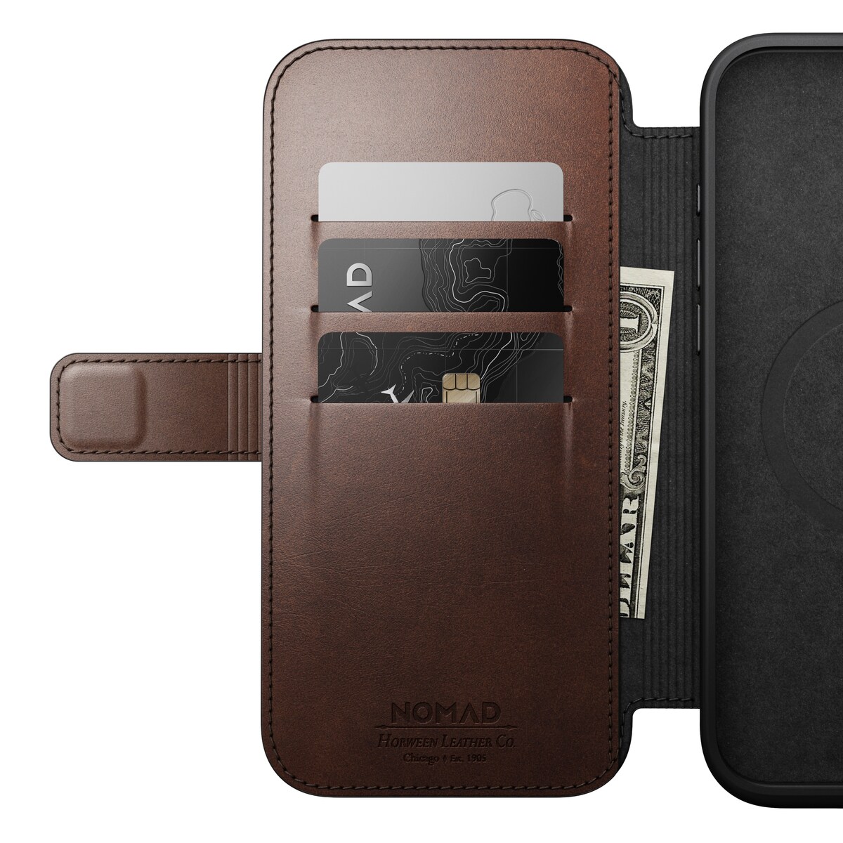 iPhone 16 Pro Max Læderetui med MagSafe - Modern Horween Leather Folio, Rustic Brown