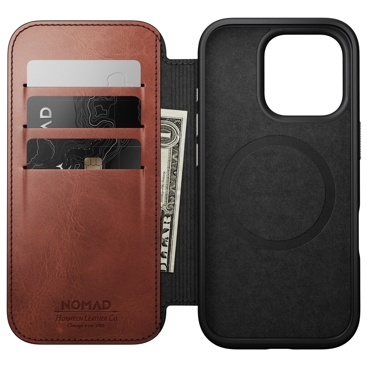 iPhone 16 Pro Læderetui med MagSafe - Modern Horween Leather Folio, Olde Dublin
