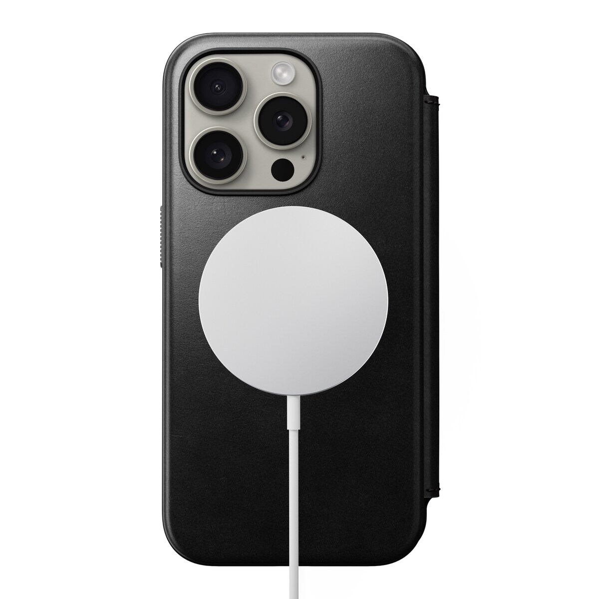 iPhone 15 Pro Læderetui med MagSafe - Modern Horween Leather Folio, Black