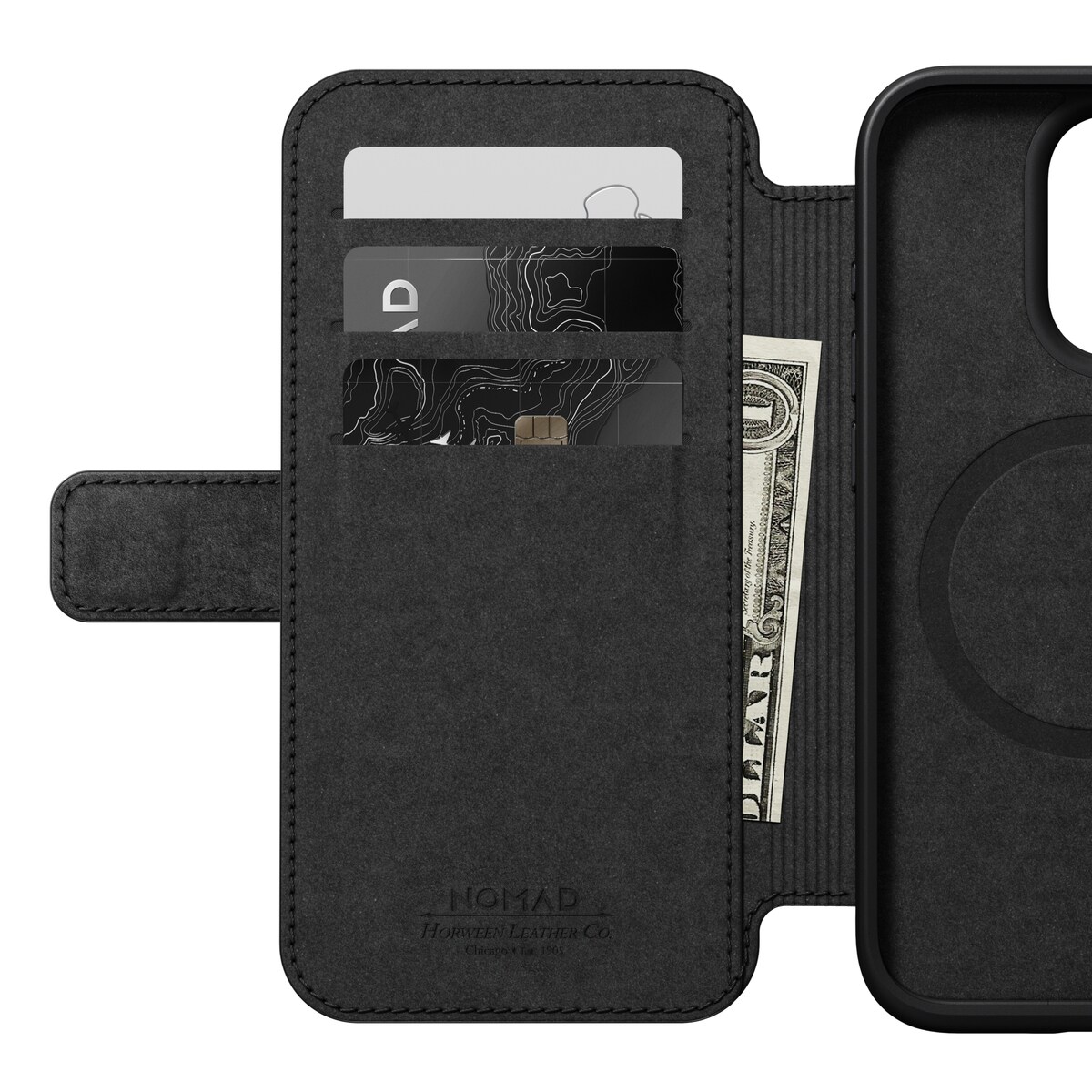 iPhone 15 Pro Læderetui med MagSafe - Modern Horween Leather Folio, Black