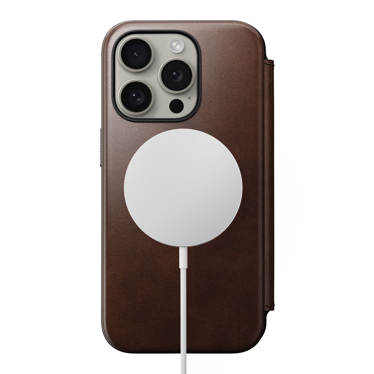 iPhone 15 Pro Læderetui med MagSafe - Modern Horween Leather Folio, Rustic Brown