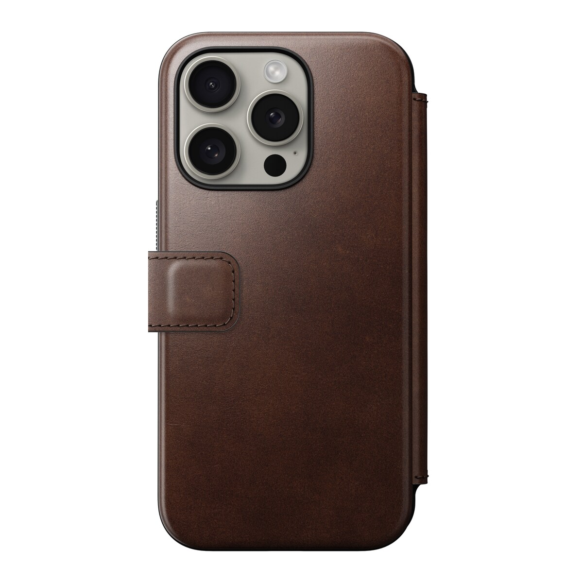 iPhone 15 Pro Læderetui med MagSafe - Modern Horween Leather Folio, Rustic Brown