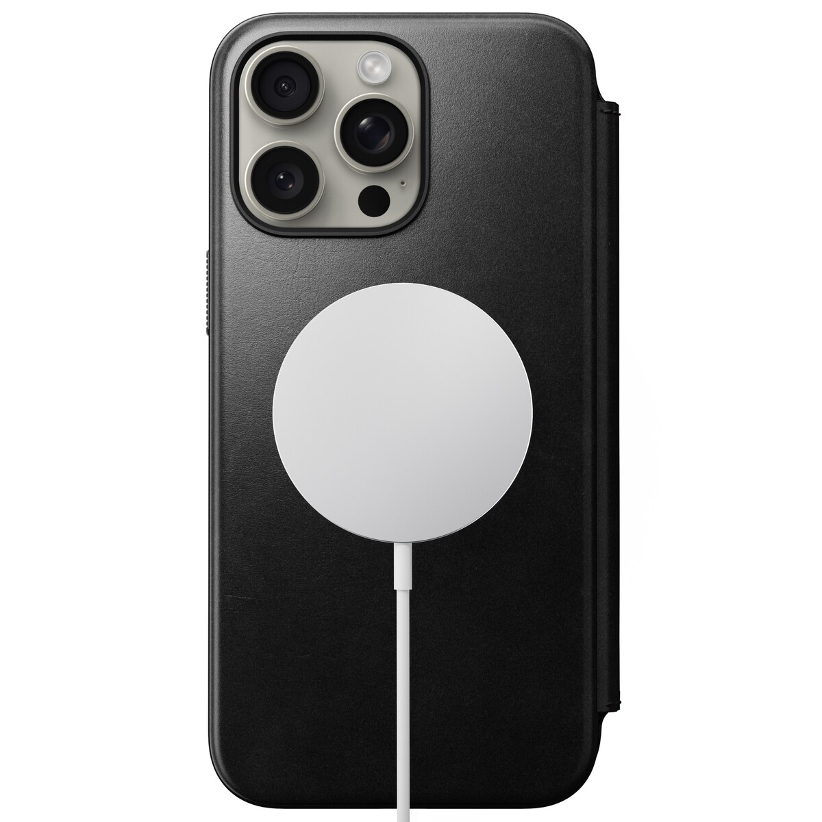 iPhone 15 Pro Max Læderetui med MagSafe - Modern Horween Leather Folio, Black