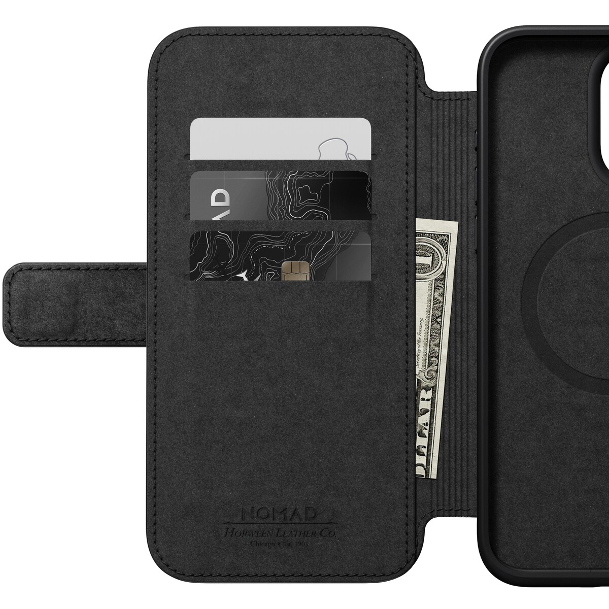 iPhone 15 Pro Max Læderetui med MagSafe - Modern Horween Leather Folio, Black