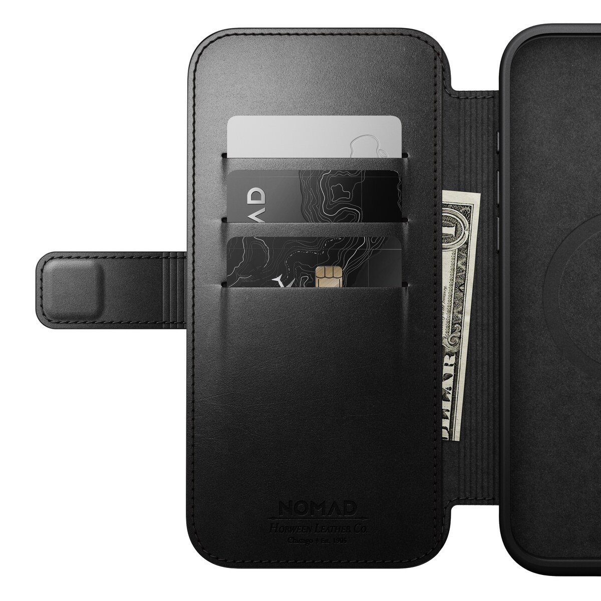 iPhone 16 Pro Max Læderetui med MagSafe - Modern Horween Leather Folio, Black
