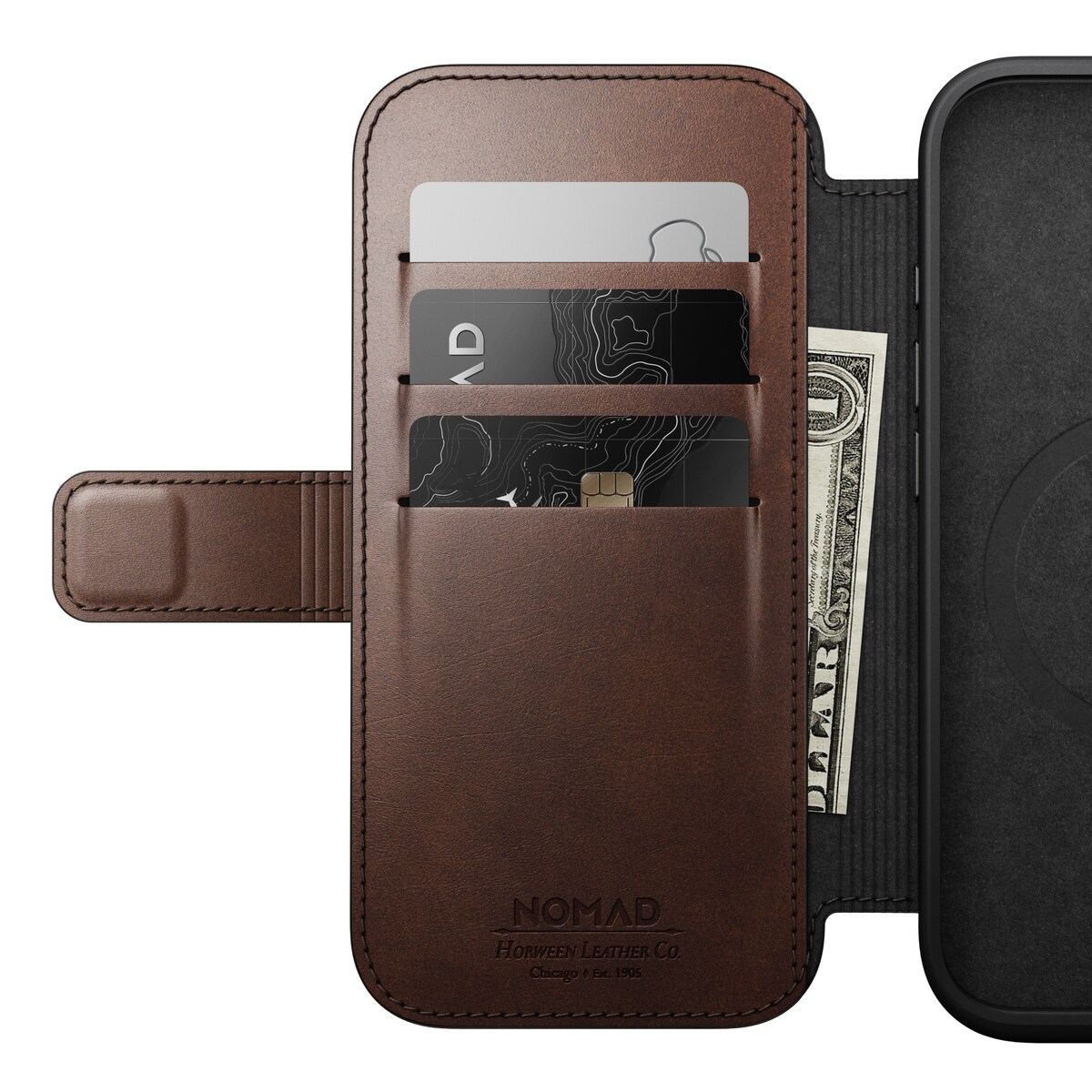 iPhone 16 Pro Læderetui med MagSafe - Modern Horween Leather Folio, Rustic Brown