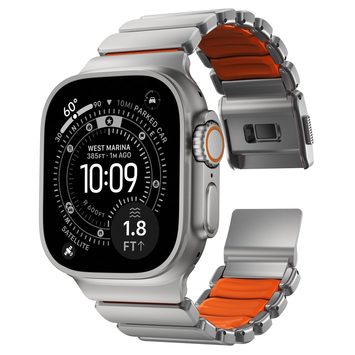 Apple Watch Series 7 45mm Titanium armbånd, Sølv