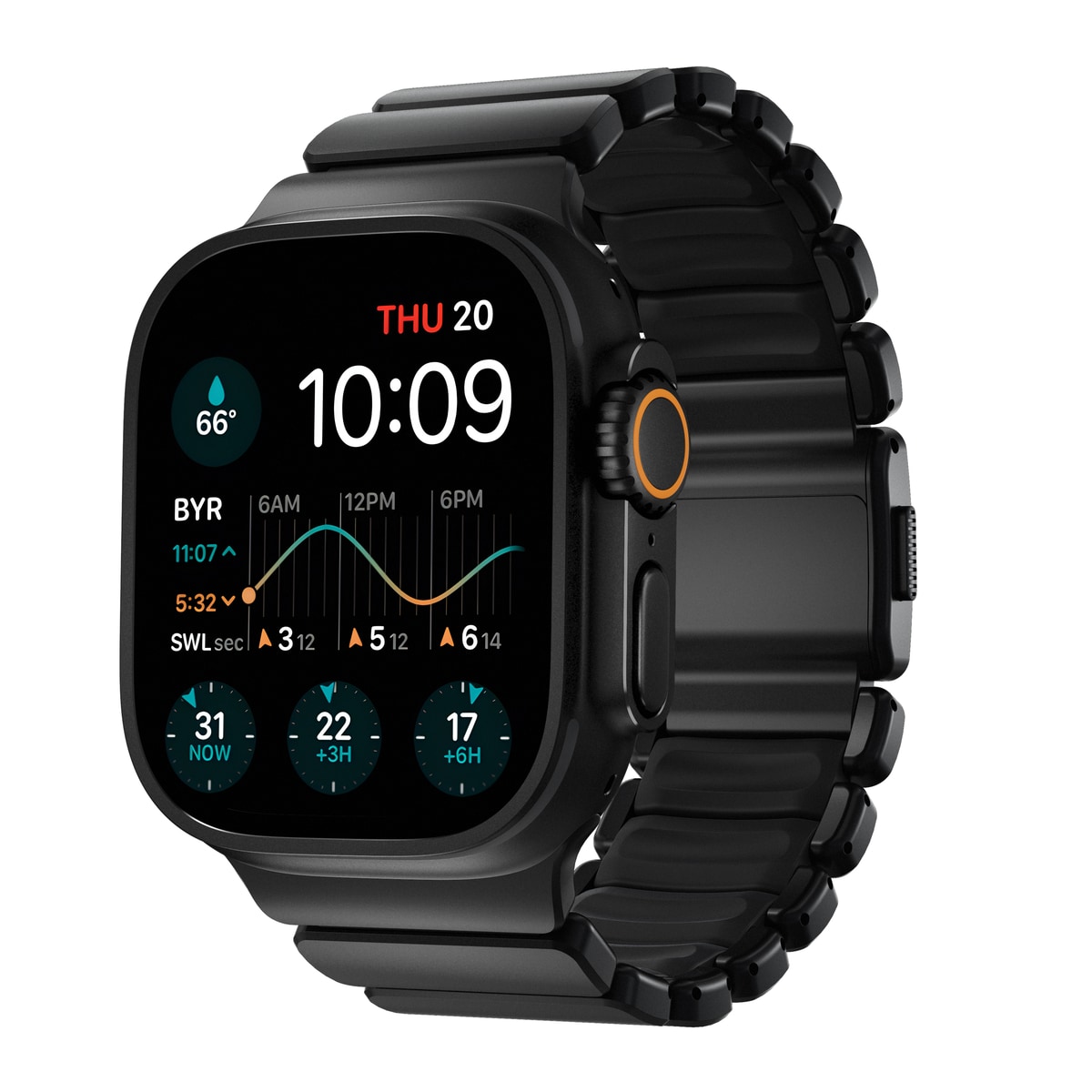 Apple Watch Series 7 45mm Titanium armbånd, Sort