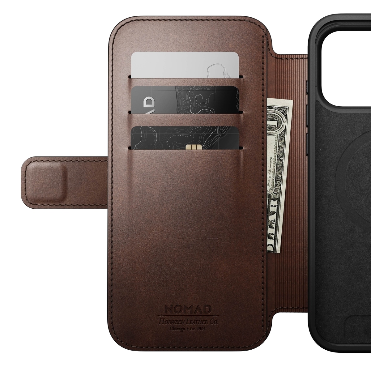 iPhone 17 Pro Max Læderetui med MagSafe - Modern Horween Leather Folio, Rustic Brown