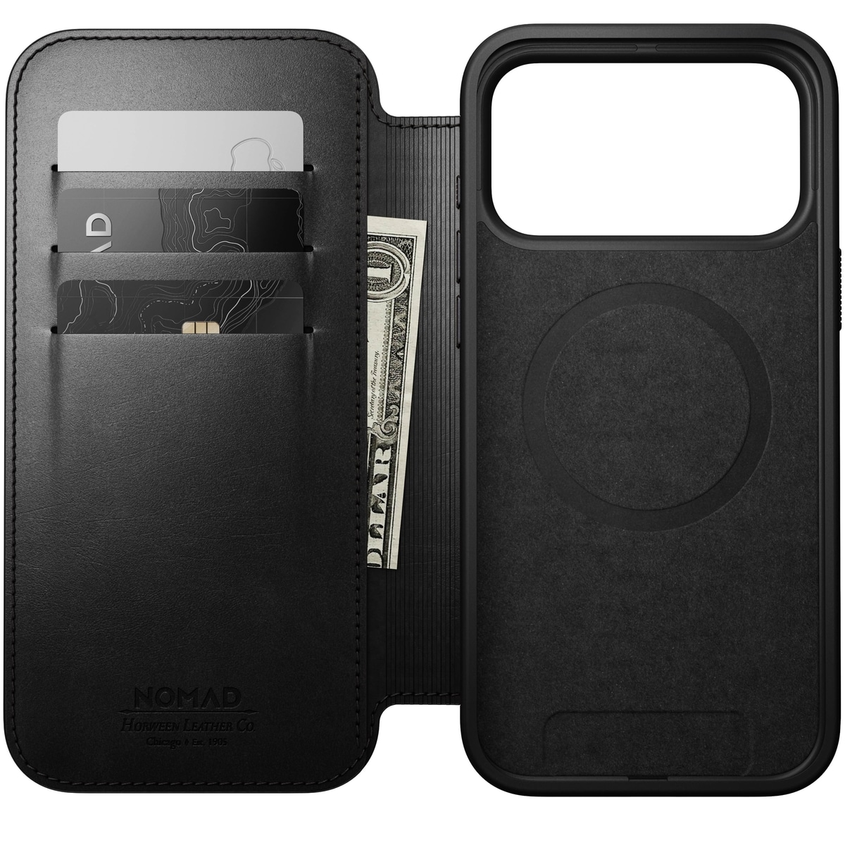 iPhone 17 Pro Max Læderetui med MagSafe - Modern Horween Leather Folio, Black