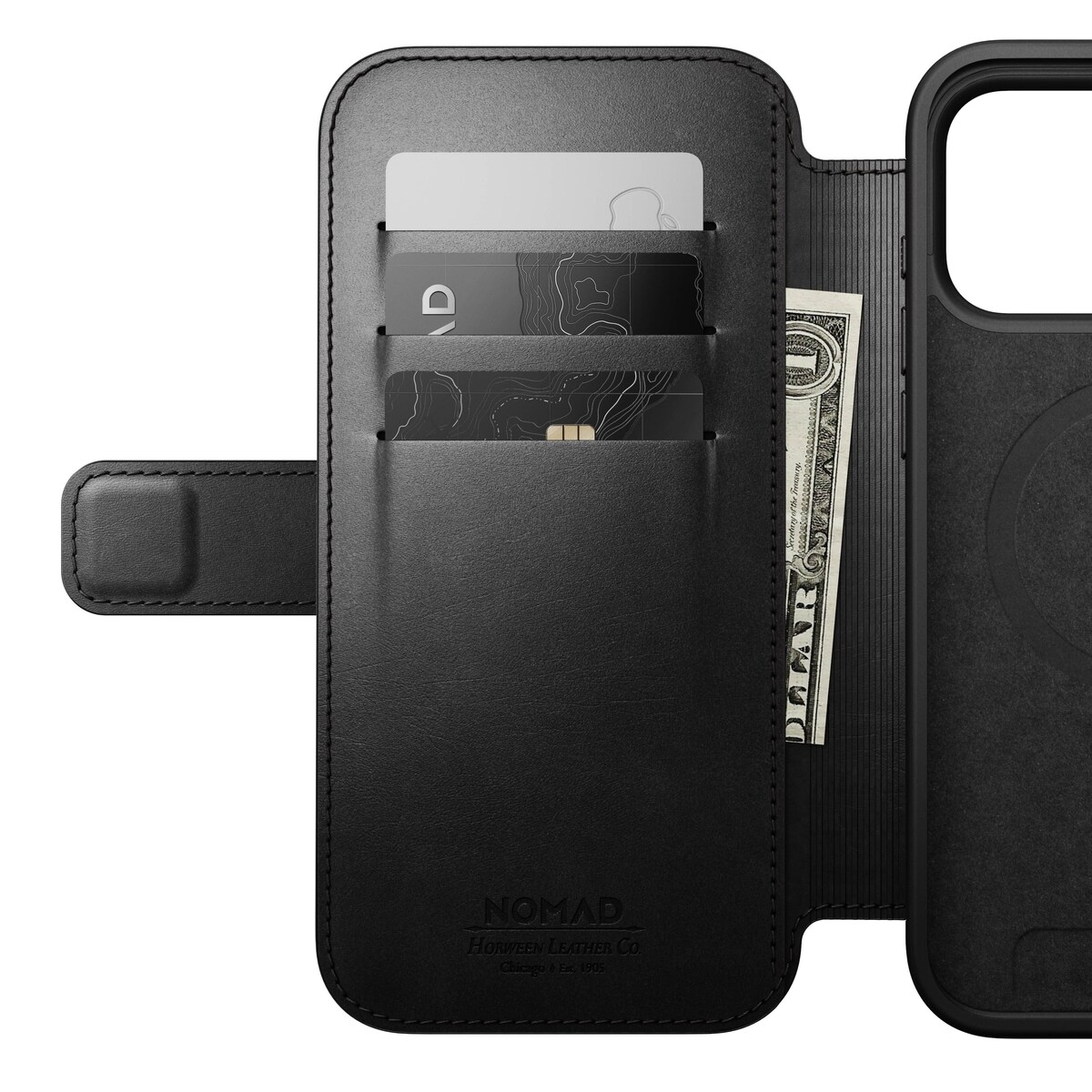 iPhone 17 Pro Max Læderetui med MagSafe - Modern Horween Leather Folio, Black