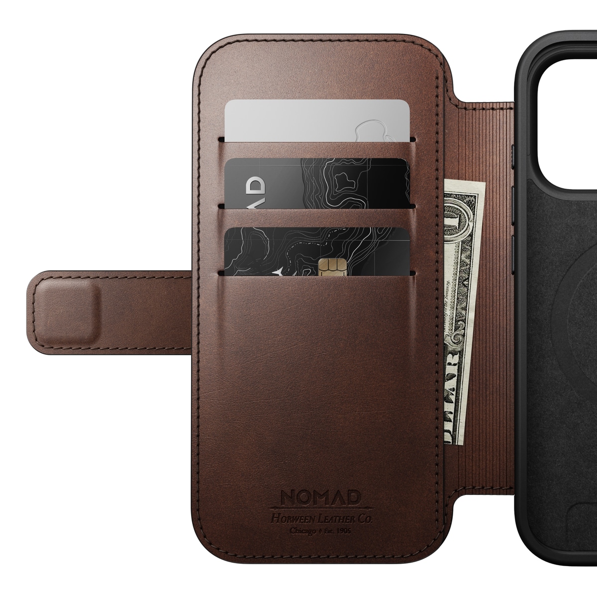 iPhone 17 Pro Læderetui med MagSafe - Modern Horween Leather Folio, Rustic Brown