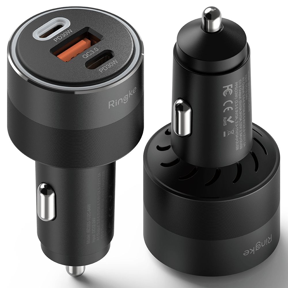 3-port biloplader Fast Charger 84W, Black