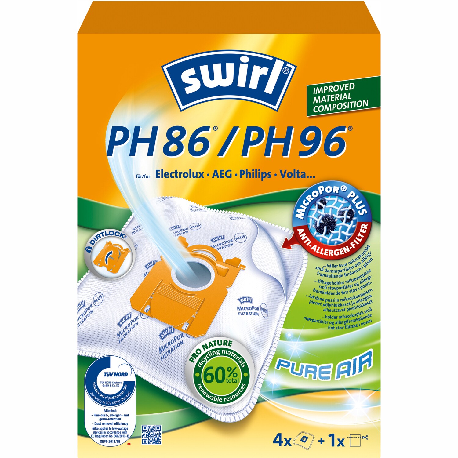 Støvsugerposer PH86/PH96 Philips, AEG & Electrolux (4-pak)
