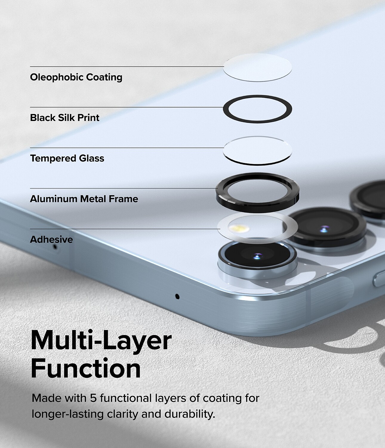 Samsung Galaxy A55 Linsebeskyttelse med aluminiumramme, Sort