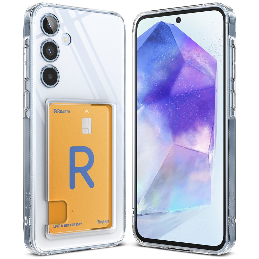 Samsung Galaxy A55 Fusion cover med kortholder, Gennemsigtig