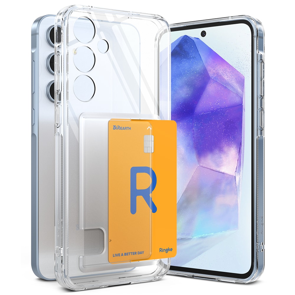 Samsung Galaxy A55 Fusion cover med kortholder, Gennemsigtig