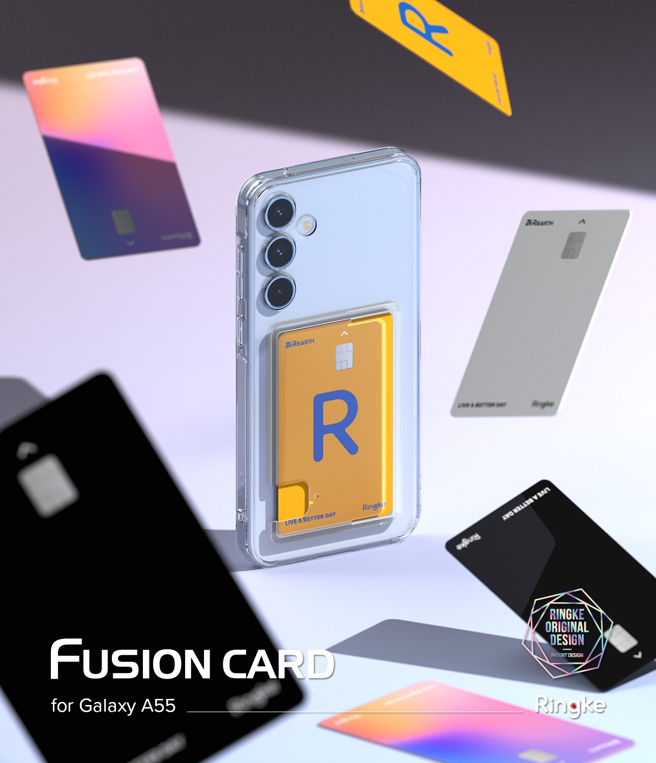 Samsung Galaxy A55 Fusion cover med kortholder, Gennemsigtig