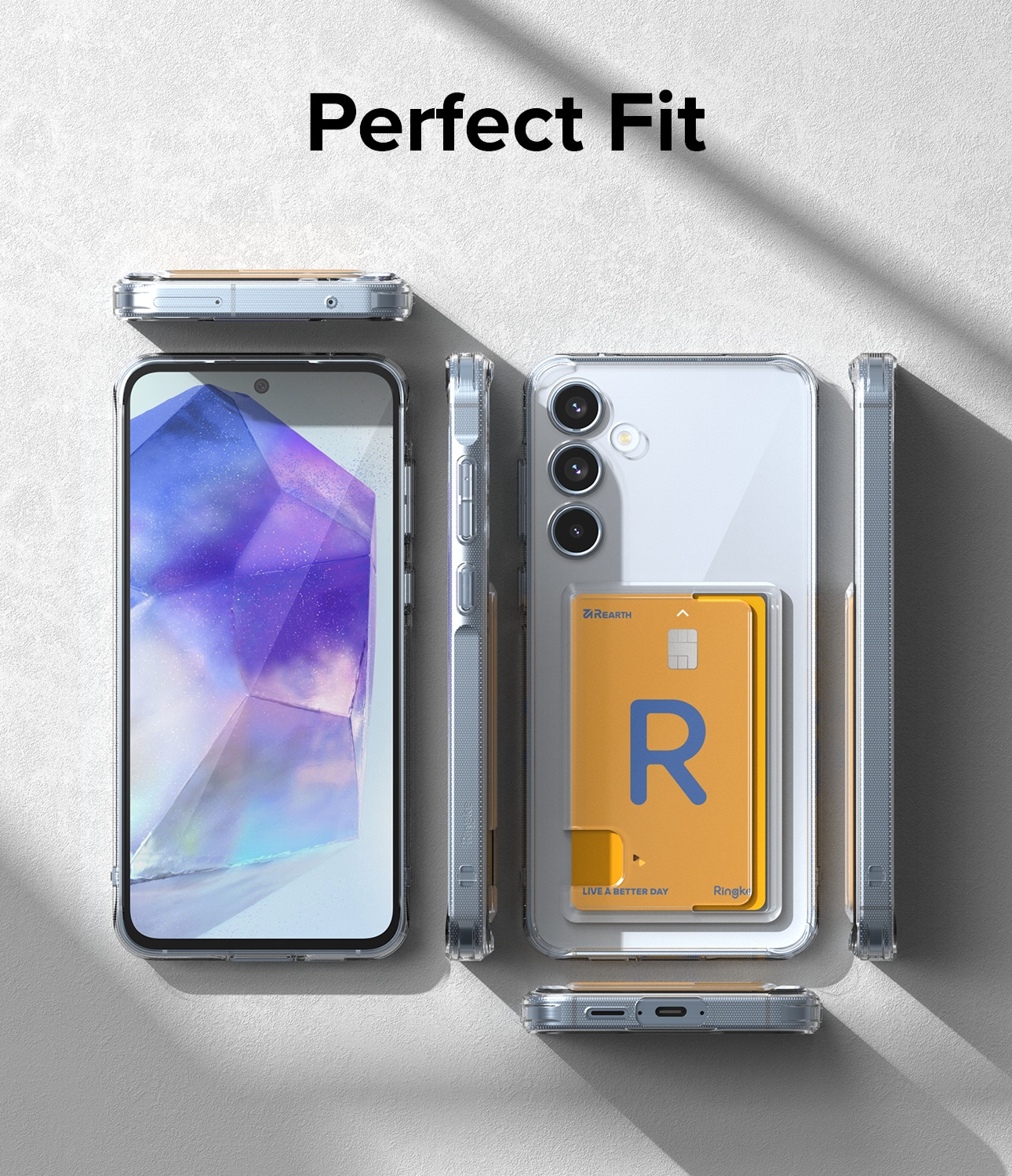 Samsung Galaxy A55 Fusion cover med kortholder, Gennemsigtig