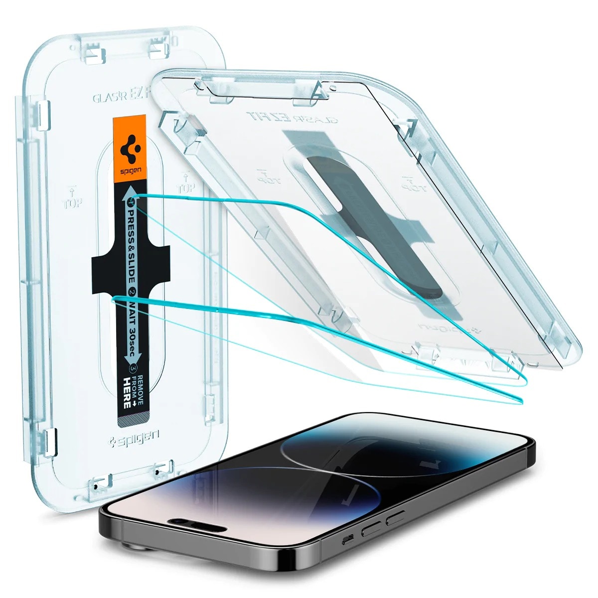 iPhone 14 Pro Max Skærmbeskytter med installationsramme (2-pak) GLAS.tR EZ Fit