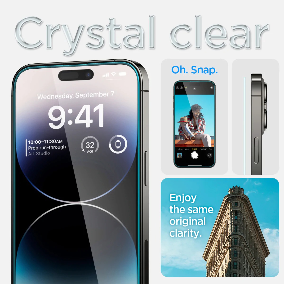 iPhone 14 Pro Max Skærmbeskytter med installationsramme (2-pak) GLAS.tR EZ Fit