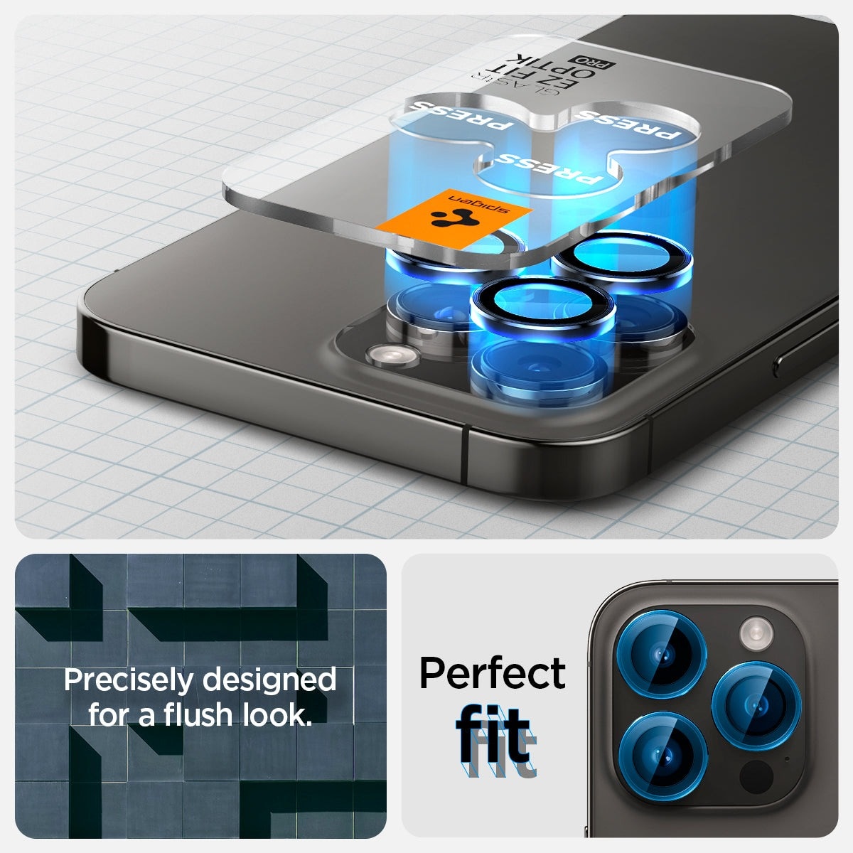iPhone 15 Pro EZ Fit linsebeskytter (2-pak), Gennemsigtig